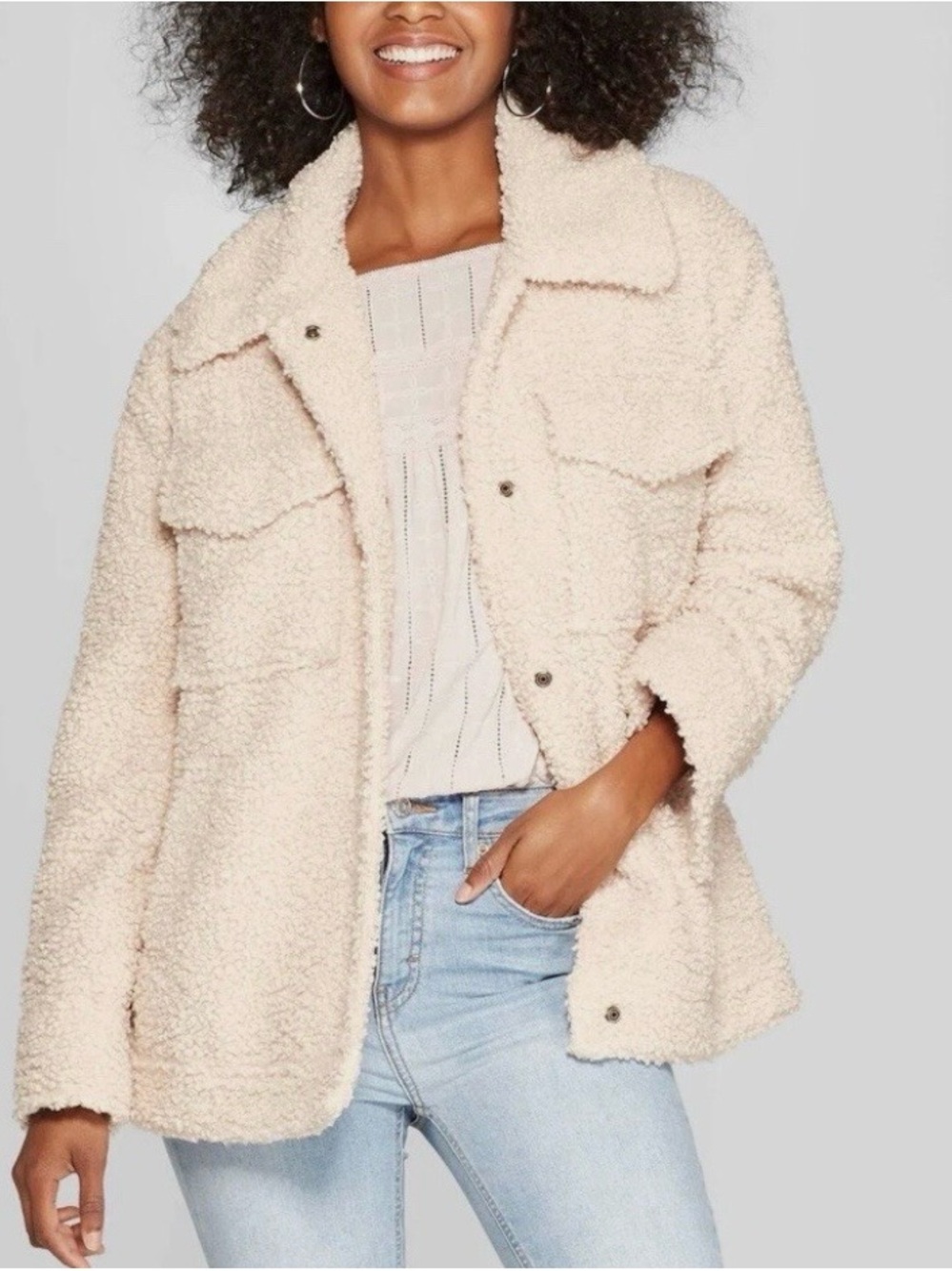 Knox Rose Cream Teddy Sherpa Coat New Without Tags Size Medium